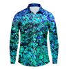 Men's Long-Sleeve 1970s Shirt, 1980s Carnival Costume Shirt, 1960s Hippie Disco Hawaiian Shirt with Psychedelic Patterns and Button-Down Collar view 2