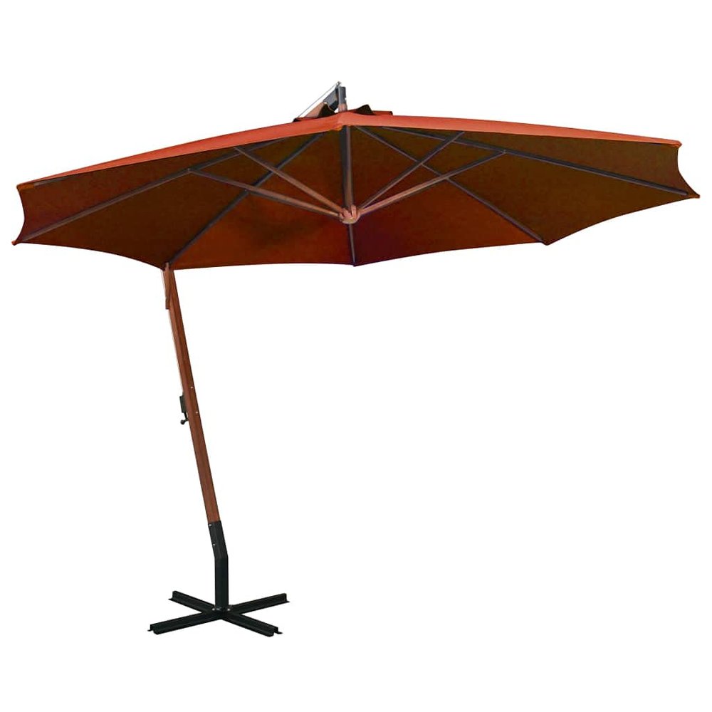 BOWEKAM Home & Garden Hanging Patio Umbrella with Pole, Terracotta, 3.5 x 2.9 m, Solid Fir Wood, Furniture Choice