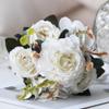 ABCWARRT 2-Piece Artificial Silk Rose, Peony & Hydrangea Bouquet, White view 1