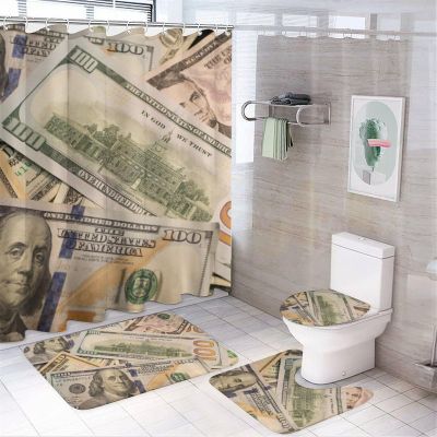 4-Piece US Dollar Bill Pattern Bathroom Set