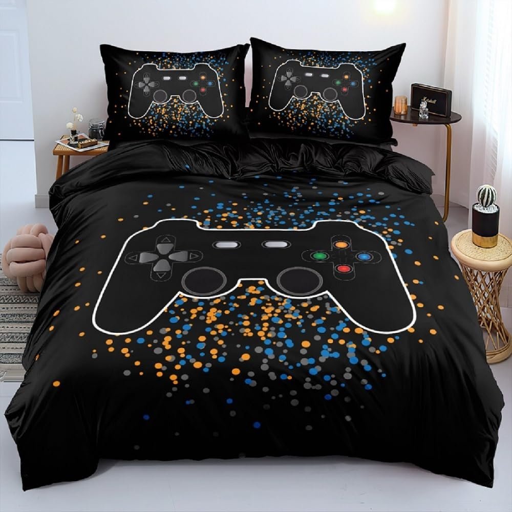 Luowei Black 3D Gaming-Themed Bedding Set, 155 x 220 cm