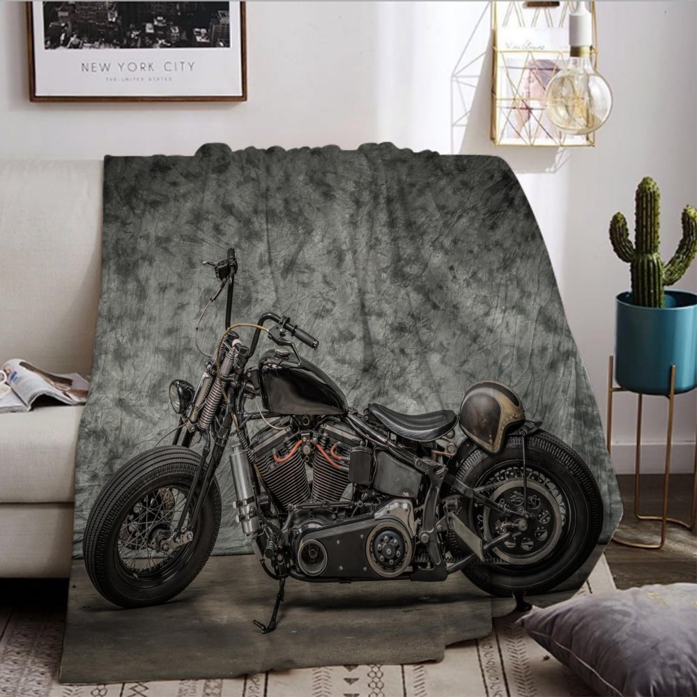 Motorcycle Throw Blanket 150 x 200 cm, Soft and Warm Motocross Plush Blanket for Teenagers, Men and Women (Motorcycle-A, 150 x 200 cm)