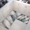 MULERN Washable Non-Slip Kitchen Runner Mat, White Feather Pattern, 40 x 60 cm + 40 x 120 cm view 1