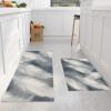 MULERN Washable Non-Slip Kitchen Runner Mat, White Feather Pattern, 40 x 60 cm + 40 x 120 cm view 2