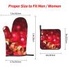 Oven Mitts and Pot Holders, Burgundy and Roses, Heat-Resistant and Waterproof view 2