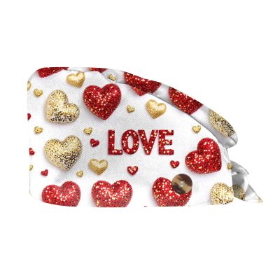 HGWOPGASD Valentine's Day Scrub Cap with Sweatband, Adjustable Surgical Cap for Women