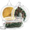Transparent Christmas Wreath Storage Bag, Plastic, with Double Zippers and Reinforced Handles, White, 76.2 cm, 2-Pack view 1