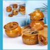 MZPOZB Ceramic Soup Bowl with Lid, Small Stew Pot, 9.8 x 7.7 cm view 2