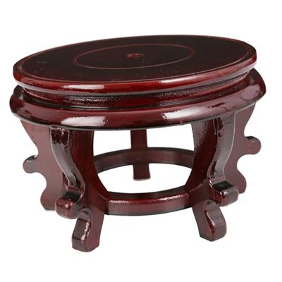 Antique Round Indoor Plant Stand with Wooden Base