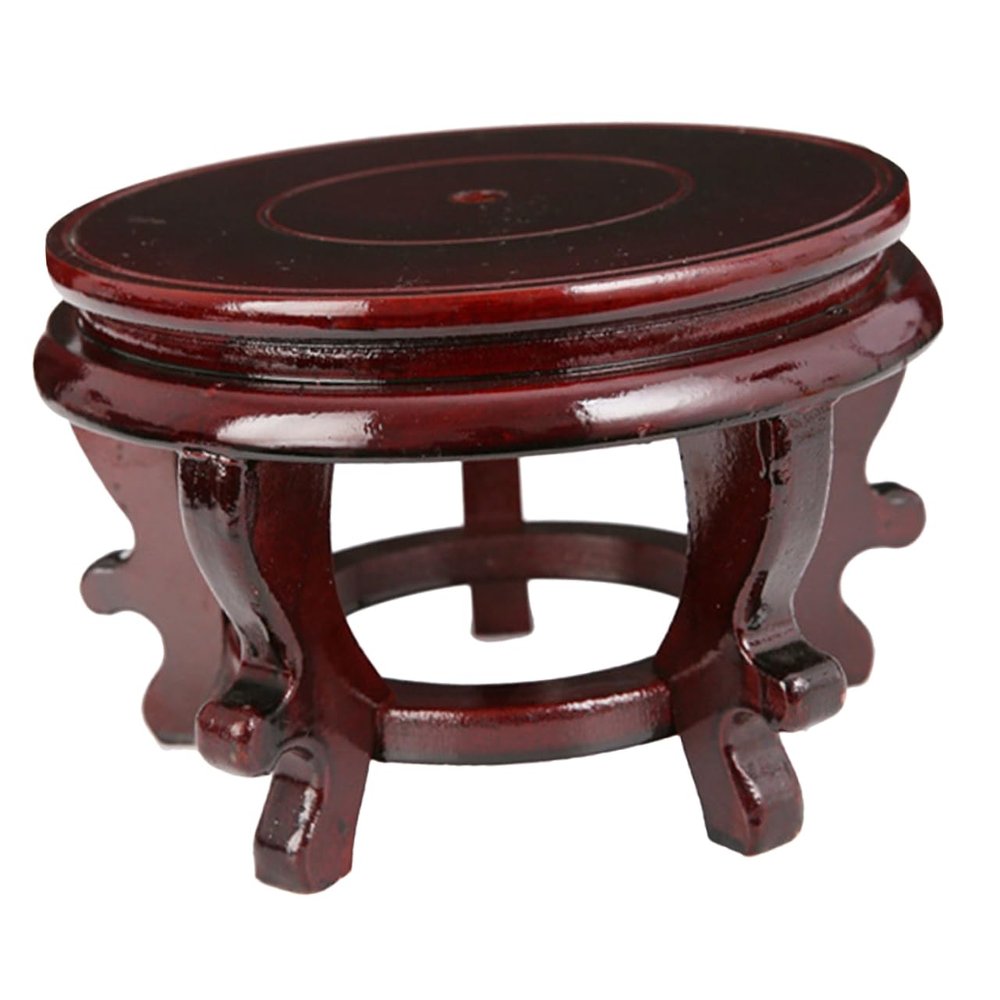 Antique Round Indoor Plant Stand with Wooden Base