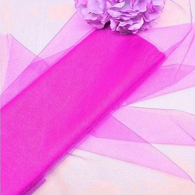 MRESXT 5 m x 48 cm Transparent Crystal Organza Tulle Roll, Light Pink