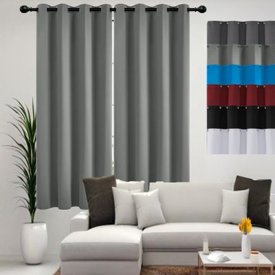 JIAHAO Blackout Thermal Curtain Panel, 95 x 80 cm, Light Gray