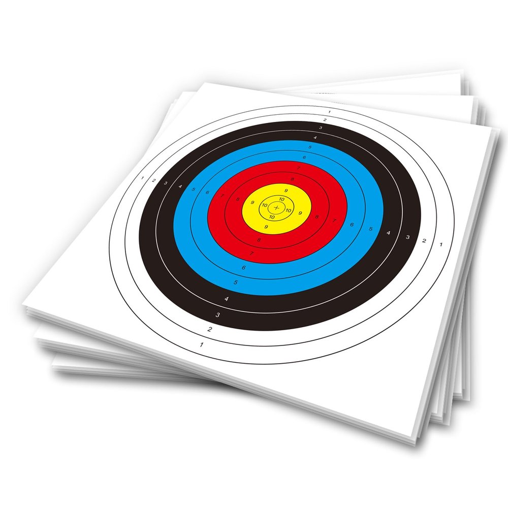 20-Pack Bullseye Archery Targets, 10-Ring Paper Targets, 62 x 62 cm