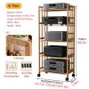 Wooden DVD Player Stand for 20–31-Inch TVs, Mobile Audio Rack Tower Cabinet with Turntable Holder for Living Room or Office (5 Tiers, 158 cm High, 80 cm Long, 5 Tiers, 80 cm High) view 2