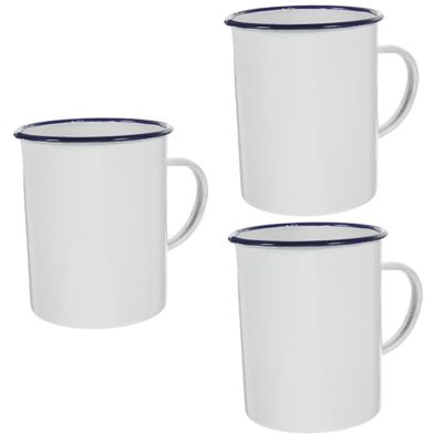 Ciieeo 3-Piece Enamel Measuring Cup Set, 1,000 mL, White, with Lids