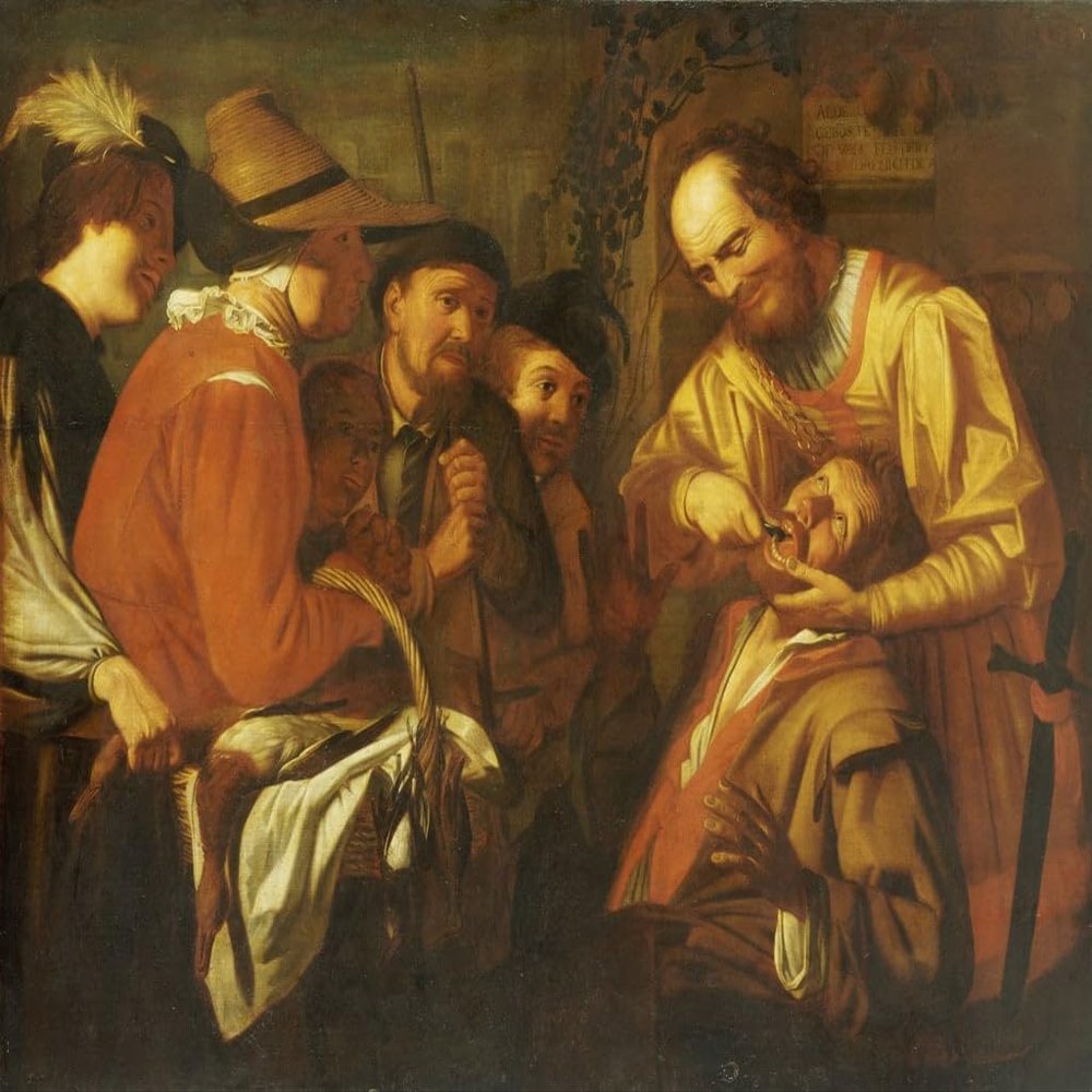 ARTXLXXBN Canvas Art Print of a Quack Extracting a Tooth While Spectators Watch by Gerrit van Honthorst, 60 x 90 cm