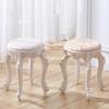 Round Vanity Stool, 43 cm, Gold Velvet with Silver Legs view 2