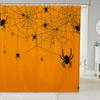 Homemissing Boys' Spider Shower Curtain, 180 x 200 cm, Halloween Print, Yellow and Black, with Hooks view 1