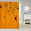 Homemissing Boys' Spider Shower Curtain, 180 x 200 cm, Halloween Print, Yellow and Black, with Hooks view 2