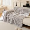 Homesally Light Gray Faux Fur Sofa Throw, 180 x 180 cm view 2