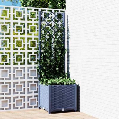 Myheimly Planter with Trellis, Dark Gray, 40 x 40 x 136 cm, PP