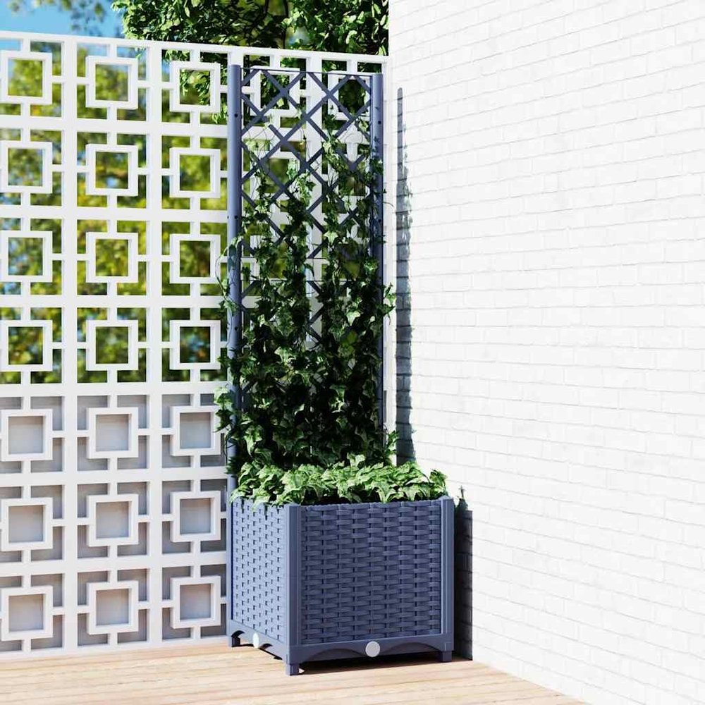 Myheimly Planter with Trellis, Dark Gray, 40 x 40 x 136 cm, PP