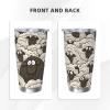 FJWSLCH 590 ml Stainless Steel Tumbler with Lid and Straws, Vacuum-Insulated, Black-and-White Sheep view 3