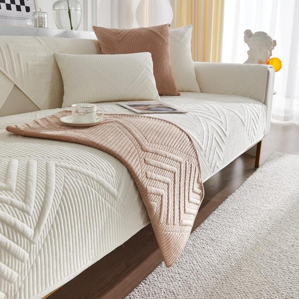 XRDSHY Sofa Cover for 1/2/3/4-Seater and L-Shaped Sectional Sofas, White 5, 90 x 90 cm