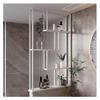 Room Divider, Translucent Glass Partition with Shelves for Hallway, Bathroom, Restaurant, Bar, Hotel, or Office, White, 100 x 80 cm view 1