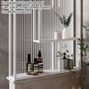 Room Divider, Translucent Glass Partition with Shelves for Hallway, Bathroom, Restaurant, Bar, Hotel, or Office, White, 100 x 80 cm view 3