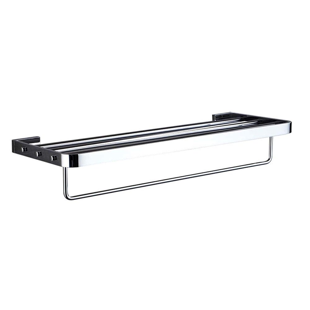 Chrome-Plated Wall-Mounted Towel Rack with Shelf