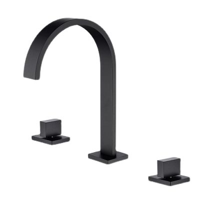 Bathroom Faucet, Three-Hole Brass Hot and Cold Water Sink Faucet, Black