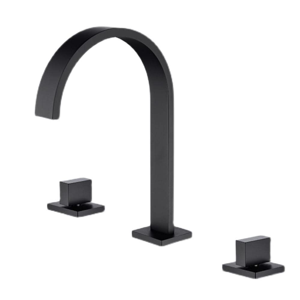 Bathroom Faucet, Three-Hole Brass Hot and Cold Water Sink Faucet, Black