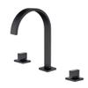 Bathroom Faucet, Three-Hole Brass Hot and Cold Water Sink Faucet, Black view 1