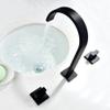 Bathroom Faucet, Three-Hole Brass Hot and Cold Water Sink Faucet, Black view 2