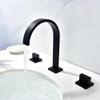 Bathroom Faucet, Three-Hole Brass Hot and Cold Water Sink Faucet, Black view 3
