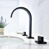 Bathroom Faucet, Three-Hole Brass Hot and Cold Water Sink Faucet, Black view 4