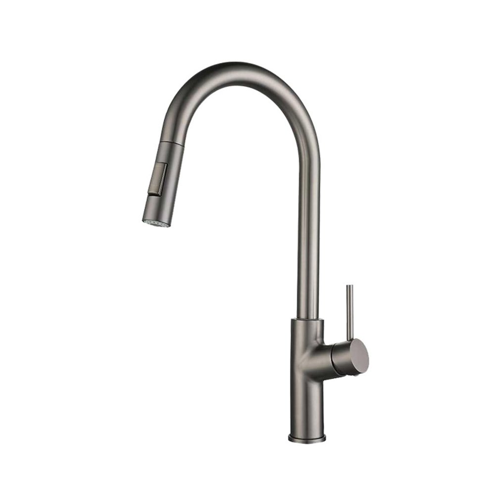 Pull-Down Kitchen Faucet, Single-Handle, 360° Swivel, Stainless Steel, Gray