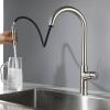 Pull-Down Kitchen Faucet, Single-Handle, 360° Swivel, Stainless Steel, Gray view 3
