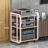 Modern Media Stand with Open Shelves and Casters, White, 50 x 42.5 x 70 cm view 2