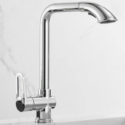 Pull-Down Kitchen Faucet, Swivel, Brass, Hot and Cold Water, Chrome