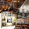 Wall-Mounted Wine Rack with Liquor Bottle & Glass Holder, 3-Tier, Gold, 120 cm view 4