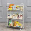 Rolling Metal Book Cart with Wheels, 3 Shelves view 3