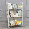 Rolling Metal Book Cart with Wheels, 3 Shelves view 4