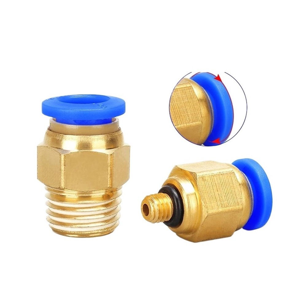 BYLSAGWHT 50-Piece Pneumatic Air Connector Fitting Set, PC 4/6/8/10/12 mm, Male Threads 1/8, 1/4, 3/8, 1/2, Hose Fittings, 4-M5 Pipe Quick Connectors (PC4mm-1I4)