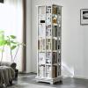 RKJDMSWJ 6-Tier Rotating Bookshelf, Chinese-Style 360° Revolving Bookcase with Base, Solid Wood Spinning Display Tower, Stackable, White view 1