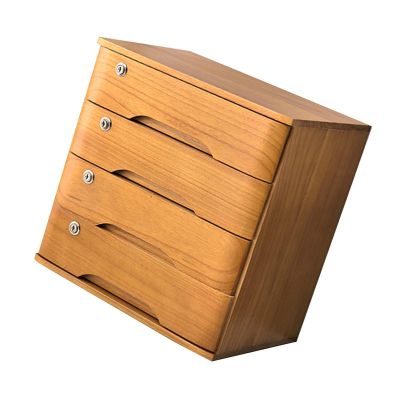 Solid Wood Desk Drawer Cabinet with Lockable Drawers, Brown