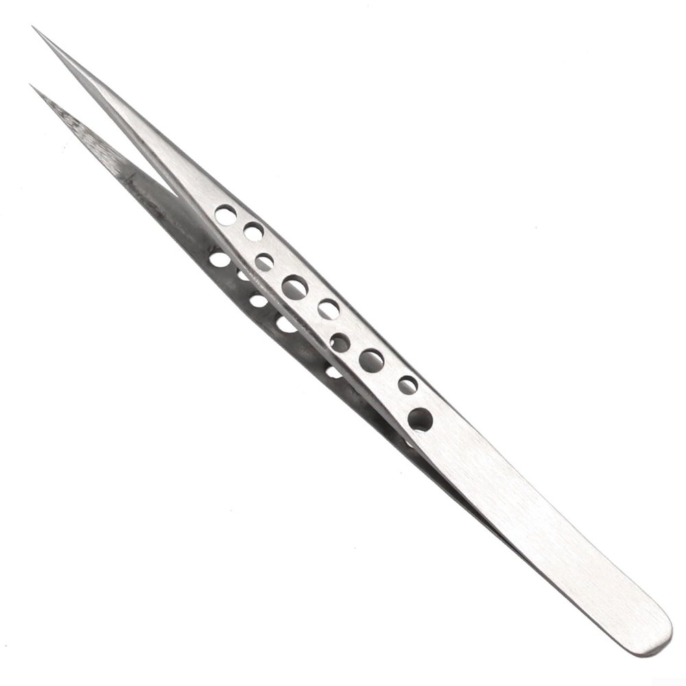 Slim Stainless Steel Precision Tweezers with Curved Tip