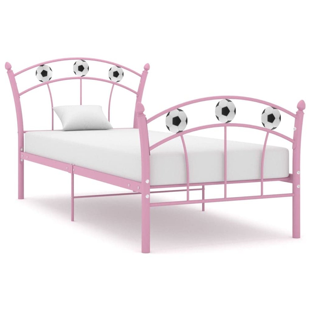 Lauuoeriau Home Metal Bed Frame, Pink, 90 x 200 cm