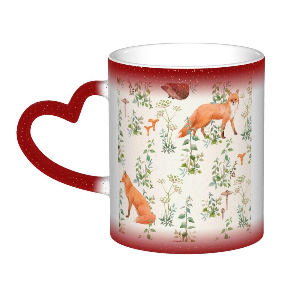 ZORIN Heat-Reactive Color-Changing Ceramic Mug, Red
